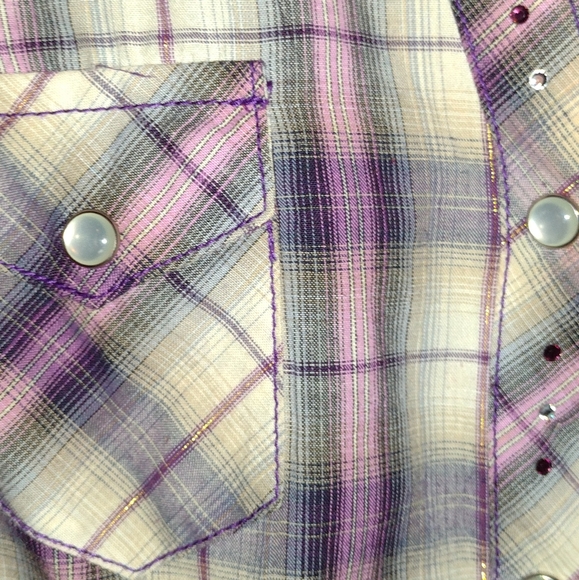 Allen B women's plaid western button shirt size M - Picture 7 of 8